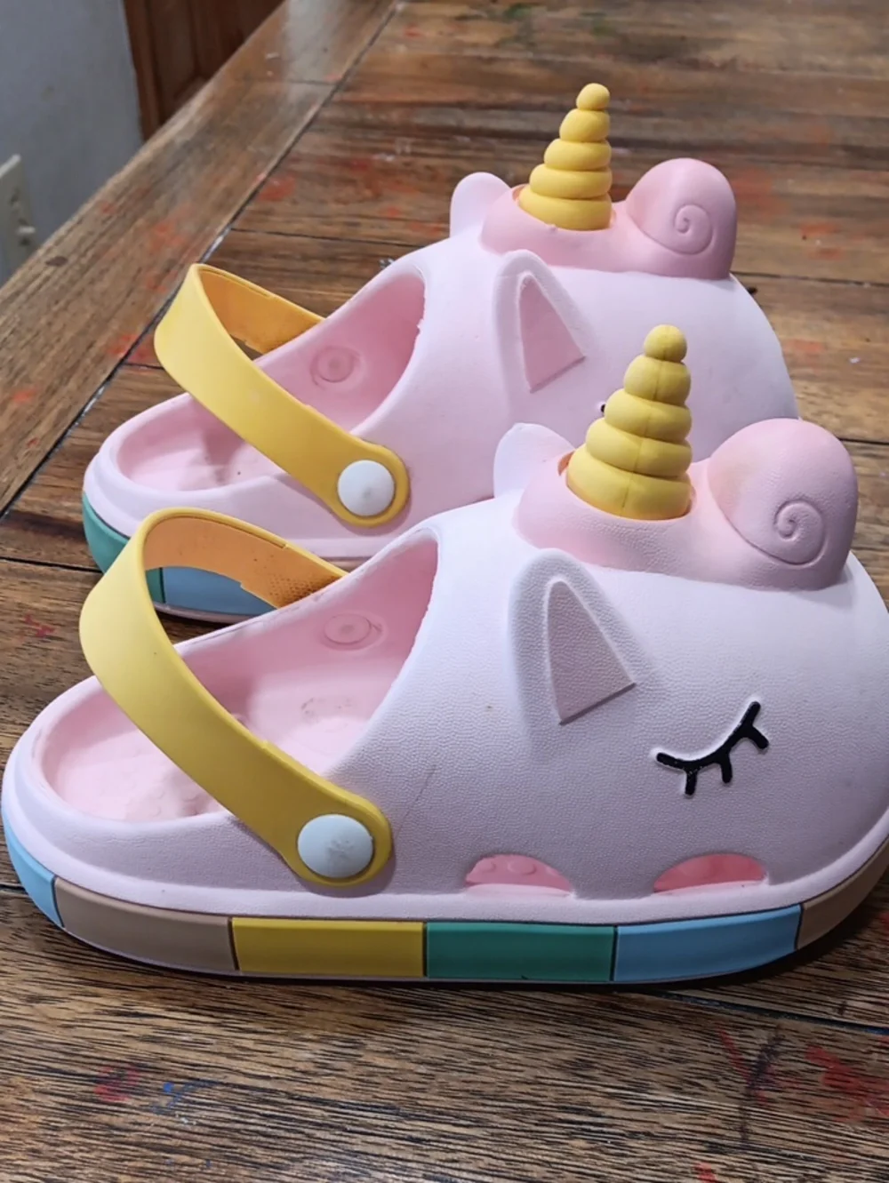 Kids Unicorn Clog Sandals - Pink and Yellow